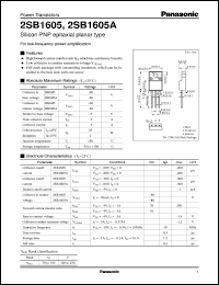 2SB1605 datasheet: Silicon PNP epitaxial planar type power transistor 2SB1605