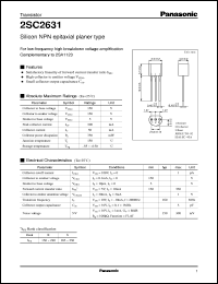 2SC2631 datasheet: Silicon NPN epitaxial planer type small signal transistor 2SC2631