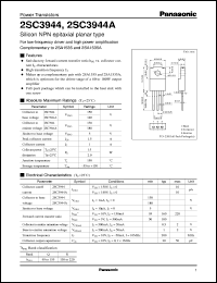 2SC3944 datasheet: Silicon NPN epitaxial planar type power transistor 2SC3944