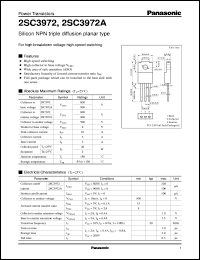 2SC3972A datasheet: Silicon NPN triple diffusion planar type power transistor 2SC3972A
