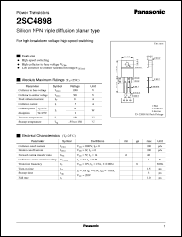 2SC4898 datasheet: Silicon NPN triple diffusion planar type power transistor 2SC4898
