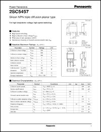 2SC5457 datasheet: Silicon NPN triple diffusion planar type power transistor 2SC5457