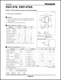 2SD1478 datasheet: Silicon NPN epitaxial planer type darlington small signal transistor 2SD1478