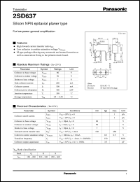 2SD0637 datasheet: Silicon NPN epitaxial planer type small signal transistor 2SD0637