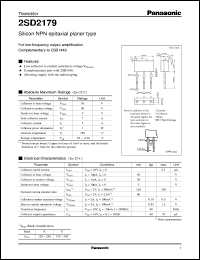 2SD2179 datasheet: Silicon NPN epitaxial planer type small signal transistor 2SD2179