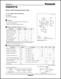 2SD2210 datasheet: Silicon NPN epitaxial planer type small signal transistor 2SD2210