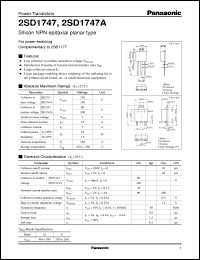 2SD1747A datasheet: Silicon NPN epitaxial planar type power transistor 2SD1747A