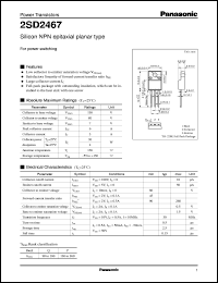 2SD2467 datasheet: Silicon NPN epitaxial planar type power transistor 2SD2467
