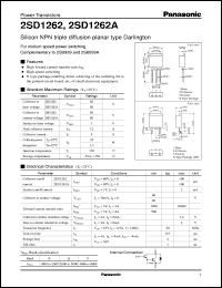 2SD1262 datasheet: Silicon NPN triple diffusion planar type Darlington power transistor 2SD1262