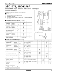 2SD1276 datasheet: Silicon NPN triple diffusion planar type Darlington power transistor 2SD1276