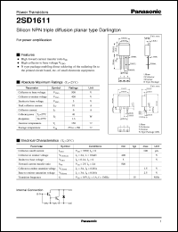 2SD1611 datasheet: Silicon NPN triple diffusion planar type Darlington power transistor 2SD1611