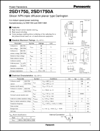 2SD1750A datasheet: Silicon NPN triple diffusion planar type Darlington power transistor 2SD1750A
