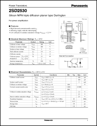 2SD2530 datasheet: Silicon NPN triple diffusion planar type Darlington power transistor 2SD2530