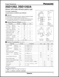 2SD1252A datasheet: Silicon NPN triple diffusion planar type power transistor 2SD1252A