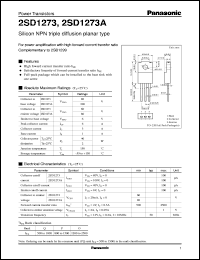 2SD1273A datasheet: Silicon NPN triple diffusion planar type power transistor 2SD1273A