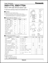 2SD1775A datasheet: Silicon NPN triple diffusion planar type power transistor 2SD1775A