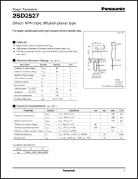 2SD2527 datasheet: Silicon NPN triple diffusion planar type power transistor 2SD2527