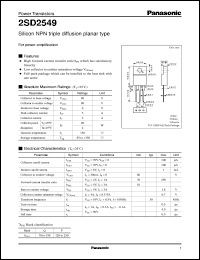 2SD2549 datasheet: Silicon NPN triple diffusion planar type power transistor 2SD2549