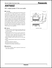 AN7560Z datasheet: BTL output power IC for car audio AN7560Z