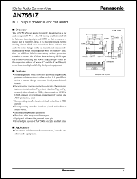 AN7561Z datasheet: BTL output power IC for car audio AN7561Z