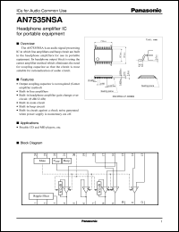 AN7535NSA datasheet: Headphone amplifier IC for portable equipment AN7535NSA