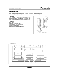 AN7062N datasheet: High Voltage Input Amplifier Circuit for Hi-Fi Power Amplifier AN7062N