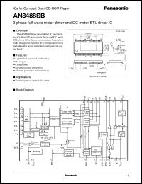 AN8488SB datasheet: 3-phase full-wave motor driver and DC motor BTL driver IC AN8488SB