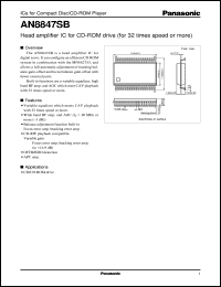 AN8847SB datasheet: Head amplifier IC for CD-ROM drive (for 32 times speed or more) AN8847SB