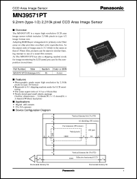 MN39571PT datasheet: 9.2mm (type-1/2) 2,310k pixel CCD Area Image Sensor MN39571PT