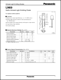 LN69 datasheet: GaAs Infrared Light Emitting Diodes LN69