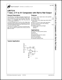 LMV7219M5 datasheet: 7 nsec, 2.7V to 5V Comparator with Rail-to Rail Output LMV7219M5