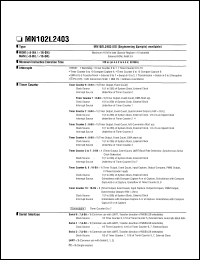 MN102L2403 datasheet: 16-bit single chip microcomputer with ROM : External, RAM : 3K (x8-bit) MN102L2403