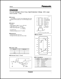 DN8690 datasheet: 4-circuit Darlington Driver Array (High Breakdown Voltage : 60V, Large Drive Current : 1.5A) DN8690