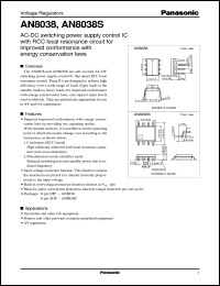 AN8038 datasheet: AC-DC switching power supply control IC with RCC local resonance circuit for improved conformance with energy conservation laws AN8038