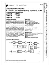 LMX2326TM datasheet: 2.8 GHz PLLatinum Low Power Frequency Synthesizer for RF Personal Communications [Preliminary] LMX2326TM