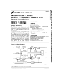 LMX2331ATM datasheet: PLLatinum Dual Frequency Synthesizer for RF Personal Communications LMX2331ATM