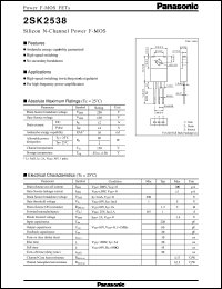 2SK2538 datasheet: Silicon N-Channel Power F-MOS FET 2SK2538