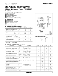 2SK3027 datasheet: Silicon N-Channel Power F-MOS FET 2SK3027