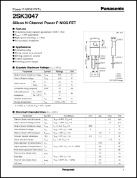 2SK3047 datasheet: Silicon N-Channel Power F-MOS FET 2SK3047