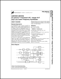 LMX2350SLB datasheet: 2.5 GHz/550 MHz PLLatinum Fractional N RF / Integer N IF Dual Low Power Frequency Synthesizer LMX2350SLB