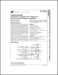 LMX2350TM datasheet: 2.5 GHz/550 MHz PLLatinum Fractional N RF / Integer N IF Dual Low Power Frequency Synthesizer LMX2350TM