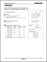 XN04322 datasheet: NPN epitaxial planer transistor (Tr1) PNP epitaxial planer transistor (Tr2) XN04322