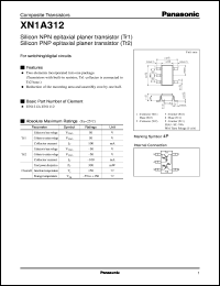 XN0A312 datasheet: NPN epitaxial planer transistor (Tr1) PNP epitaxial planer transistor (Tr2) XN0A312