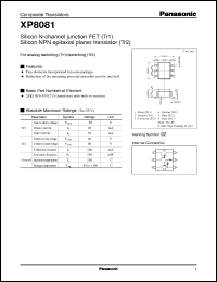 XP08081 datasheet: Silicon N-channel junction FET (Tr1) Silicon NPN epitaxial planer transistor (Tr2) XP08081