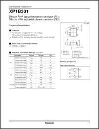 XP0B301 datasheet: Silicon PNP epitaxial planer transistor (Tr1) Silicon NPN epitaxial planer transistor (Tr2) XP0B301