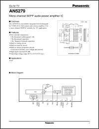 AN5279 datasheet: Mono Channel SEPP Power Amplifier IC AN5279