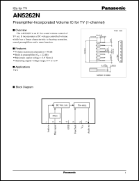 AN5262N datasheet: Preamplifier-Incorporated Volume IC for TV (1-channel) AN5262N