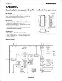 AN5819K datasheet: Sound multiplex demodulator IC for TV in the North American market AN5819K