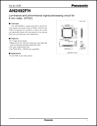 AN2492FH datasheet: Luminance and chrominance signal processing circuit for 8mm video (NTSC) AN2492FH