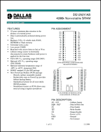 DS1250YP-100 datasheet: 4096K Nonvolatile SRAM DS1250YP-100